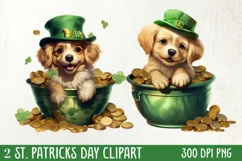 St Patricks Day Dog with Gold Coin Clipart, St Patricks Day Product Image 2