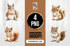 Cute Squirrel Watercolor Forest Animal Clipart PNG Product Image 1