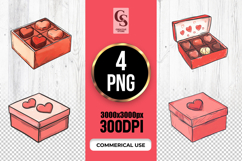 Heart Chocolate Box Clipart Sublimation PNG Product Image 1
