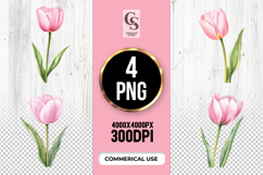 Pink Tulip Flower Clipart Sublimation PNG Product Image 1