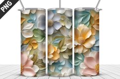 3D White Flowers Tumbler Wrap | Sublimation Design | Tumbler Product Image 1