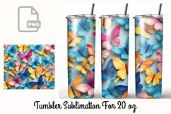 3D Butterfly 20 oz Tumbler Wrap Sublimation Product Image 1
