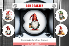 Farmhouse Christmas Gnomes Car Coaster Product Image 1