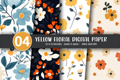 Yellow Floral Digital Paper Product Image 1