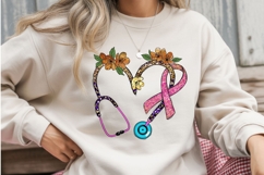 Breast Cancer Awareness Stethoscope PNG Heart Ribbon Clipart Product Image 1