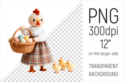 Knitted Hen with Easter Basket and Chicks Clipart Product Image 1