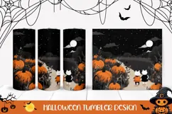 Cute Halloween Cats Tumbler, Halloween Pumpkins Tumbler PNG Product Image 1
