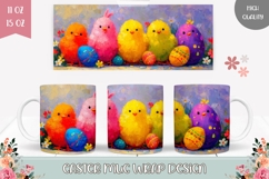 Colorful Easter Chick Mug Wrap, Easter Egg Mug Template Product Image 1