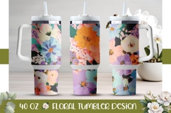 Art Tumbler Wrap, Art Flowers 40 Oz Tumbler Design Product Image 1