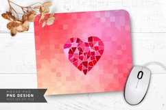 Red Mosaic Heart Mouse Pad PNG Design Product Image 1