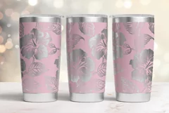 20oz Tumbler laser svg Hibiscus wrap| Tropic Flowers pattern Product Image 2