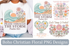 Boho Christian Floral PNG Designs, Sublimation Graphics Product Image 1