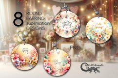 Hallo Spring | Round Earring Sublimation design bundle, PNG Product Image 1