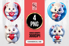 Cute Hedgehog With Heart Clipart Sublimation PNG Product Image 1