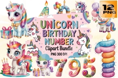 Magical Milestones Unicorn Birthday Number PNG Pack Product Image 1