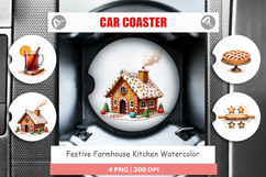 Festive Farmhouse Kitchen Car Coaster Product Image 1