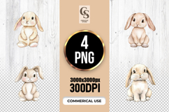 Cute Bunny Watercolor Easter Rabbit Clipart Sublimation PNG Product Image 1