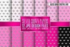 Seamless Pink and Silver Crown Papers Product Image 1