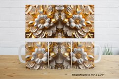 3D Gold Flowers Mug ug Wrap | Sublimation Coffee Cup Product Image 3