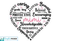 Mimi Heart Shape SVG | Mother&#039;s Day Heart SVG PNG Product Image 1