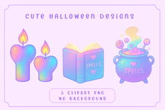 Cute Halloween Clipart PNG | Witch Cauldron, Book, Candles Product Image 1