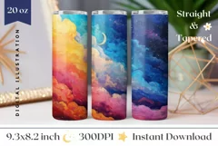 Sky Art Tumbler Design, Colorful Clouds Tumbler Sublimation Product Image 1