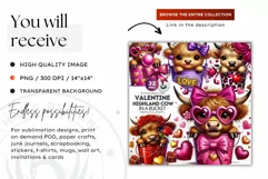 Valentine Highland cow in bucket clipart, valentines day png Product Image 2