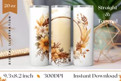 Watercolor Flowers Tumbler Wrap, Floral Wreath Sublimation Product Image 1