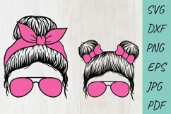 Mom life svg, Mom Messy Bun svg, Girl Messy Bun, Momlife svg Product Image 1
