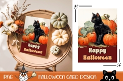 Happy Halloween Greeting Card, Happy Halloween Cat Card Product Image 1