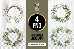 Greenery Floral Wreath Clipart Sublimation PNG Product Image 1