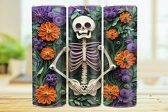 3d Tumbler Wrap Spooky Skeleton 20 oz Skinny Tumbler Wrap. Product Image 1