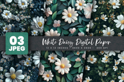 White Daisy Digital Paper Product Image 1