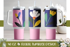 Pop Art Flowers Tumbler Design, Pink 40 Oz Tumbler Wrap Product Image 1