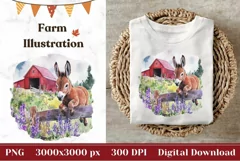 Watercolor Donkey Illustration, Watercolor Farm Illustration Product Image 1