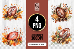 Autumn Football Leaves Clipart Sublimation PNG Product Image 1