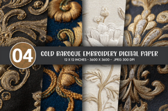 Gold Baroque Embroidery Digital Paper Product Image 1