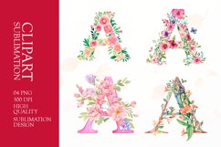 Floral letter clipart sublimation Product Image 1