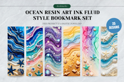 Ocean Resin Art &amp; Alcohol Ink Fluid Bookmark Set,Shiny Sea Product Image 1