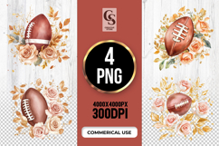 Football Rose Floral Sublimation PNG Product Image 1