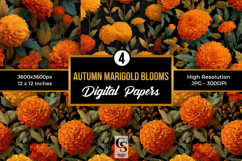 Autumn Marigold Blooms Digital Paper Product Image 1