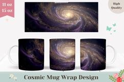 Space Mug Wrap, Galaxy Mug Design, Glitter Mug PNG Product Image 1