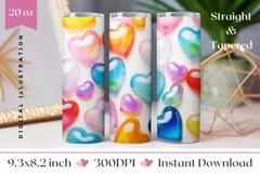 Colorful Love Hearts Tumbler Wrap, Valentine's Day Tumbler Product Image 1