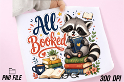 All Booked Raccoon Book Lover PNG Product Image 2