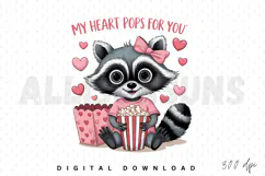 My Heart Pops for You PNG, Funny Raccoon Sublimation PNG Product Image 1