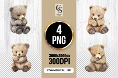 Cute Bear Cub Watercolor Clipart Sublimation PNG Product Image 1