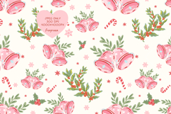 Pink Coquette Christmas Bells Seamless Pattern Holly Candy Product Image 1