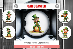 Grumpy Retro Leprechaun Car Coaster Product Image 1