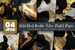 Gold Black Marble Texture Digital Paper Product Image 1