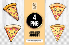 Cute Heart Pizza Slice Clipart Sublimation PNG Product Image 1